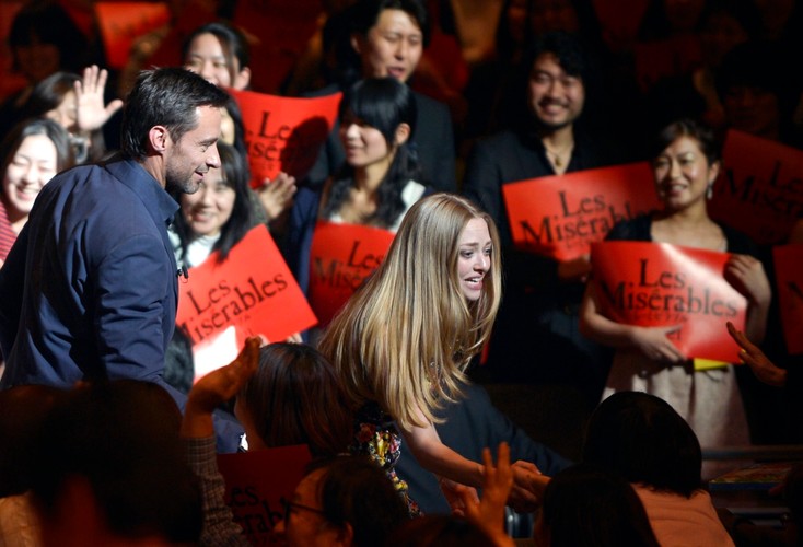 Amanda Seyfried i Hugh Jackman na premierze 'Les Misérables' w Tokio