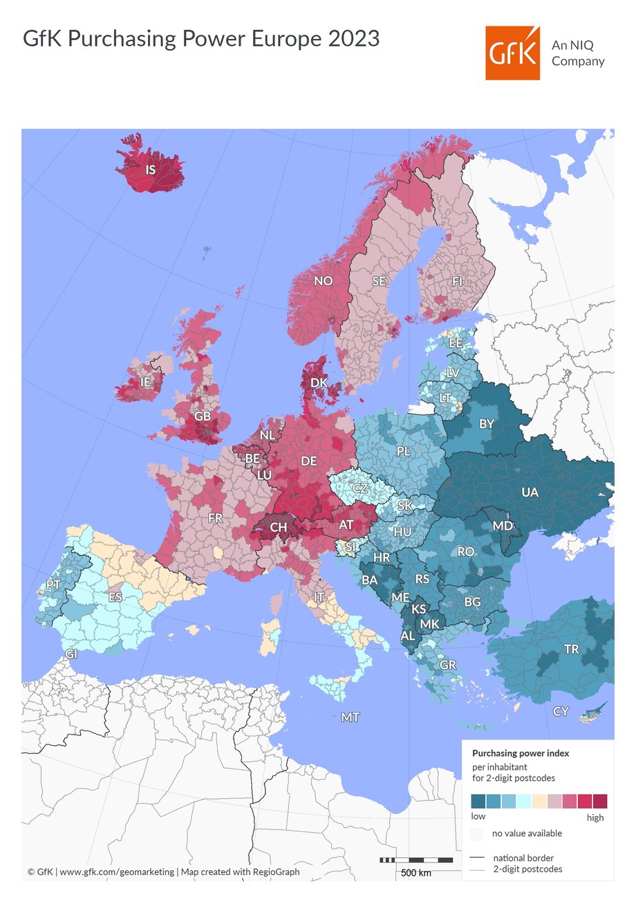 Indeks siły nabywczej. Polska na tle UE według badania "GfK Purchasing Power Europe 2023"