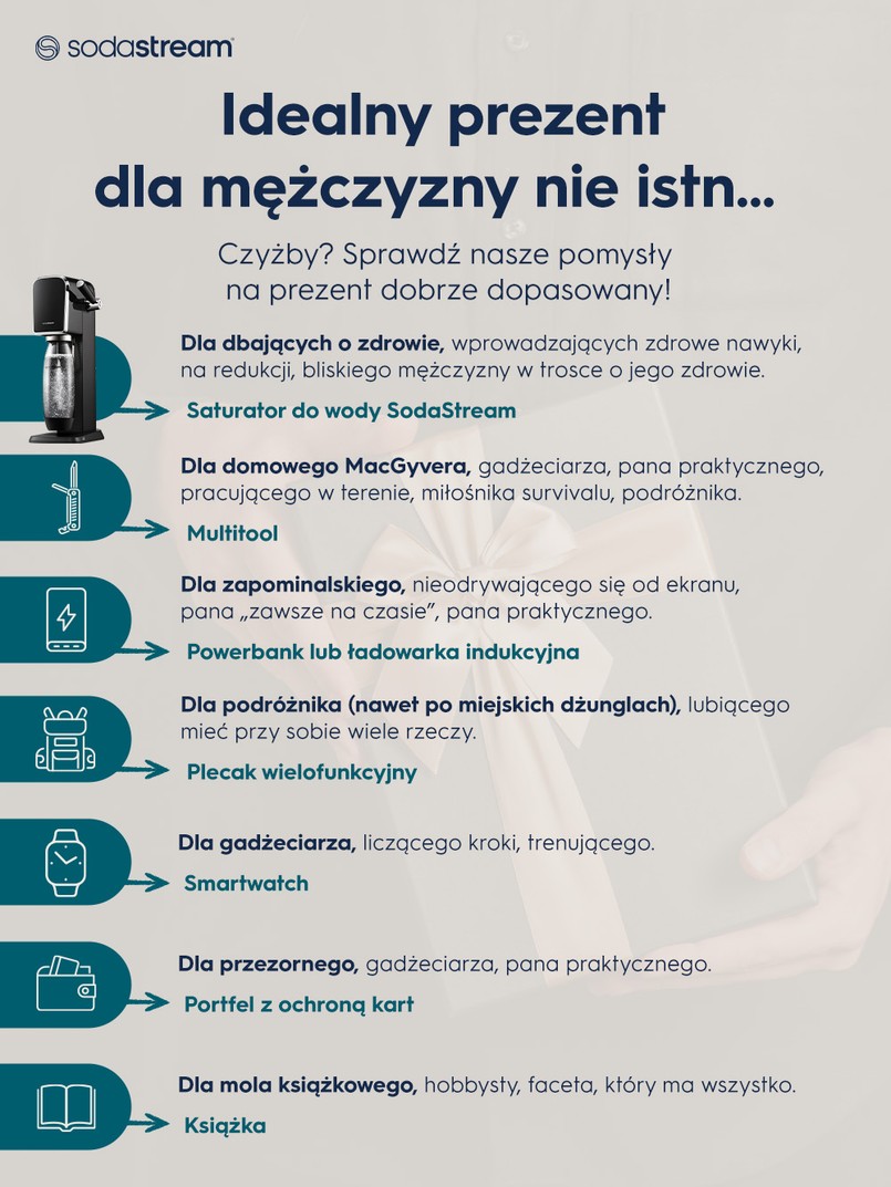 Idealny prezent dla mężczyzny nie istn.... Czyżby? Sprawdź nasze pomysły na prezent dobrze dopasowany! - infografika