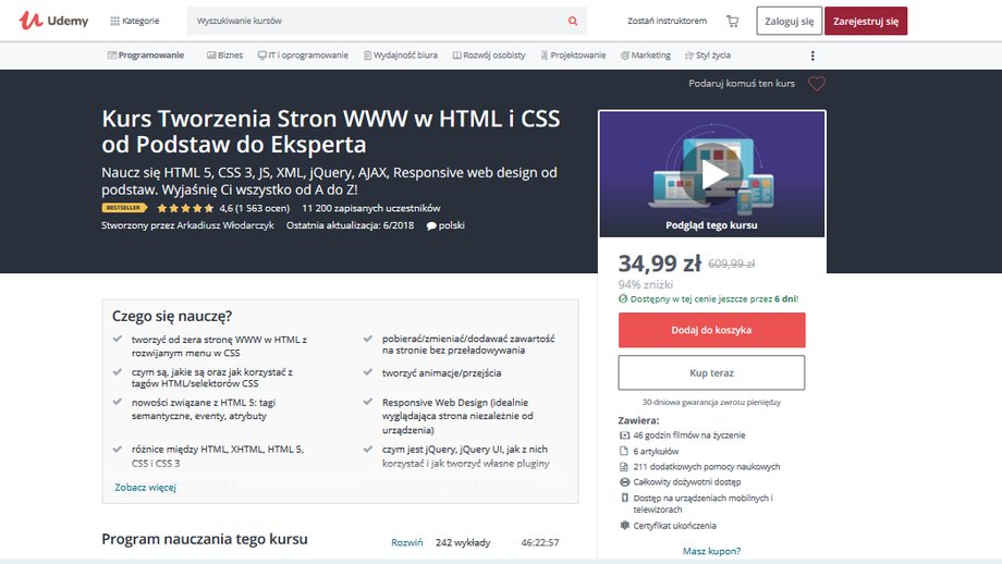 Udemy oferuje kurs tworzenia stron WWW w HTML i CSS od podstaw do eksperta 