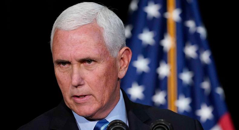Former Vice President Mike Pence speaks about educational freedom at Patrick Henry College in Purcellville, Va., Thursday, Oct. 28, 2021.
