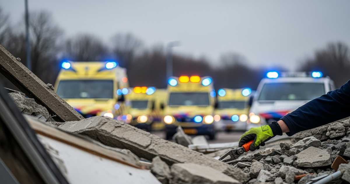 Kraan stort in op een gebouw in Cadier en Keer - één zwaargewonde, één onder puin
