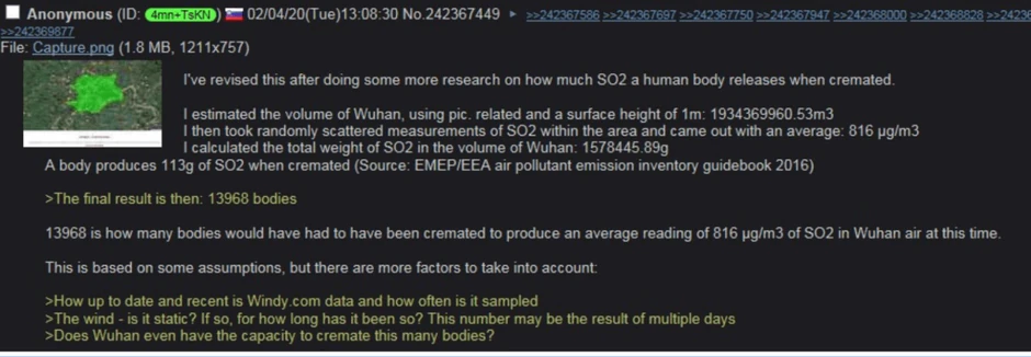 Korisnik foruma 4chan procenjuje broj tela koja su spaljena