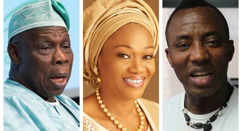 Ex-President Olusegun Obasanjo, First Lady, Remi Tinubu and the Publisher of Sahara Reporters, Omoyele Sowore.