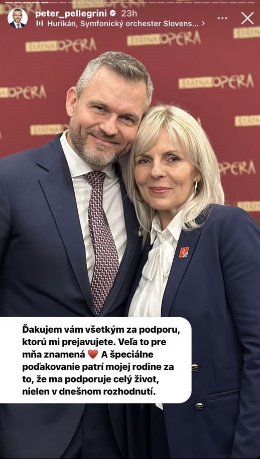 Peter Pellegrini ďakuje za podporu svojej rodine.