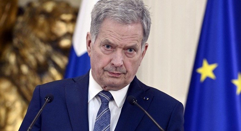 Finland's President Sauli Niinisto attends a joint news conference on Finland's security policy decisions at the Presidential Palace in Helsinki, Finland, May 15, 2022.