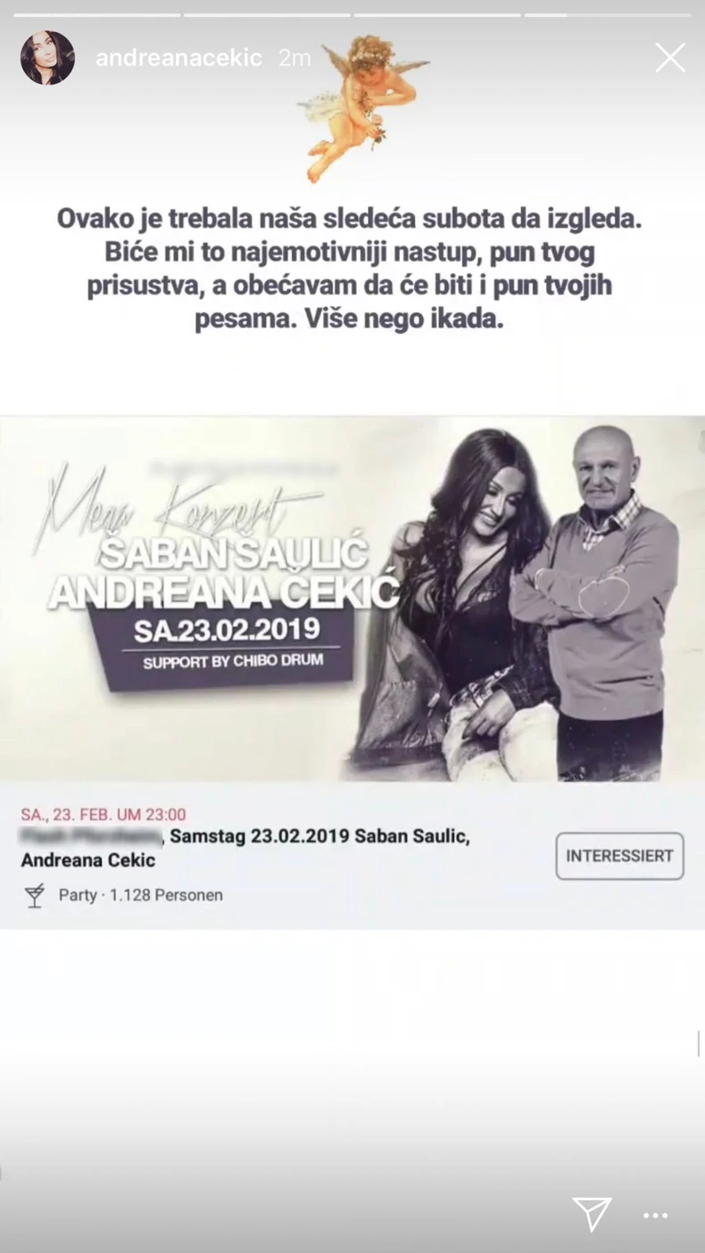 Andreana Čekić se oprostila od Šabana Šaulića