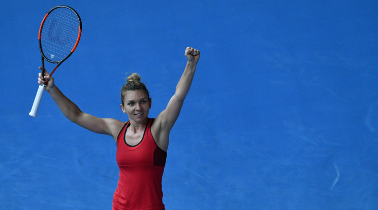 Simona Halep két meccslabdát hárítva jutott a fináléba, ahol karrierje első Grand Slam győzelméért játszhat a szintén első sikeréért küzdő Caroline Wozniacki ellen /Fotó: AFP