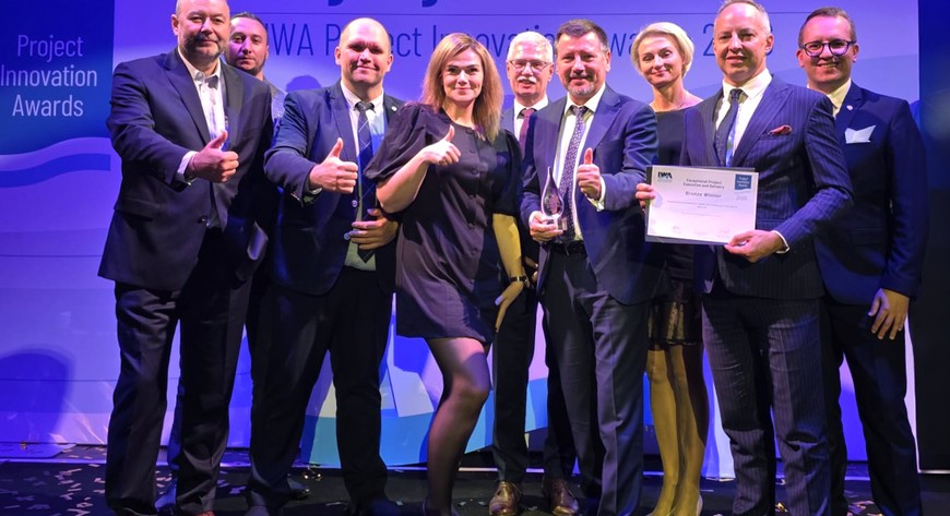 Zespół MPWiK odbierający IWA Project Innovation Award w Glasgow.