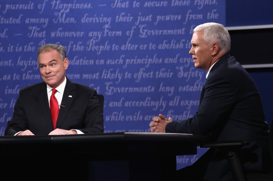 Vice-presidential candidates Tim Kaine, left, and Mike Pence discussed Syria during their debate last week. Pence said he would favor a more robust response from the US to counter Russian aggression.