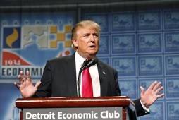 Republican Presidential candidate Donald J. Trump addresses the Detroit Economic Club