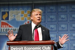 Republican Presidential candidate Donald J. Trump addresses the Detroit Economic Club