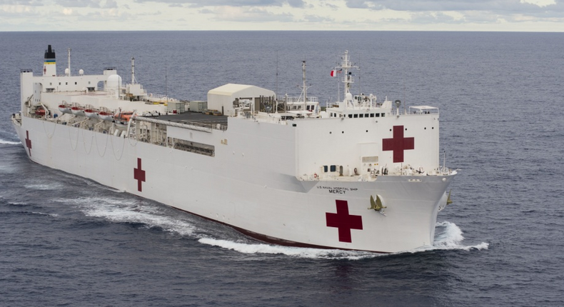 The Military Sealift Command hospital ship USNS Mercy (T-AH 19)