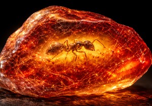 Fosil mrava u ćilibaru - ilustracija