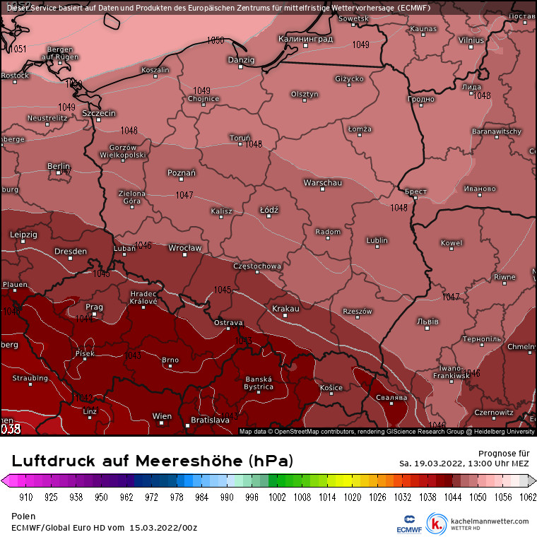 Prognoza ciśnienia atmosferycznego w Polsce w sobotę