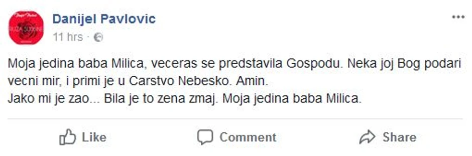 Danijel Pavlović na Fejsbuku