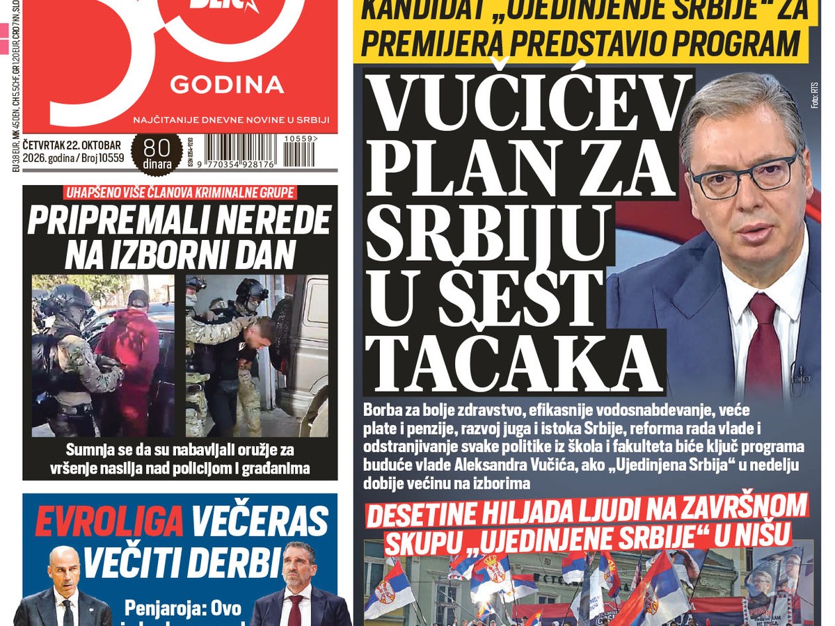 Naslovna strana za 22.10.