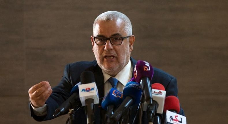 Moroccan Prime Minister and Secretary General of the ruling Islamist Justice and Development Party, Abdelilah Benkirane, speaks during a conference in Sale on October 22, 2016