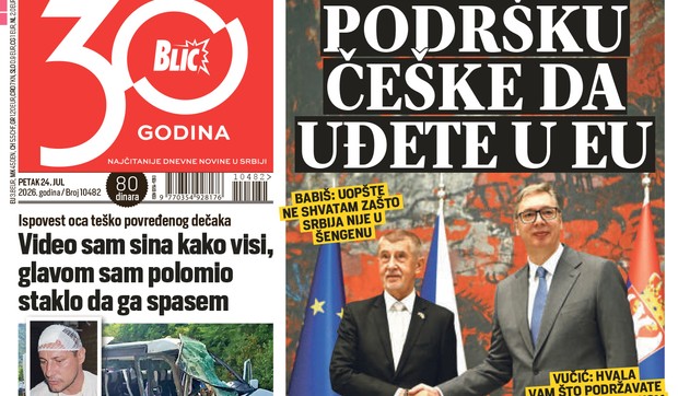 Blic naslovna strana za 24.7.