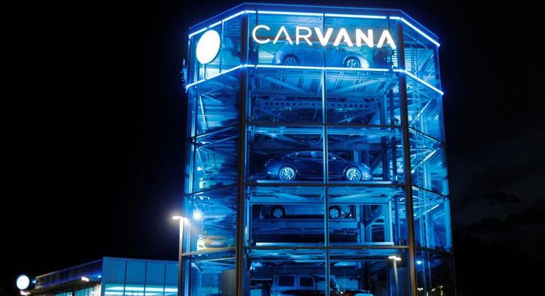 Vehicles are displayed at a Carvana dealership, which allows customers to buy a used car online and have it delivered or pick it up from an automated-tower, in Austin, Texas, U.S., March 9, 2017. REUTERS/Brian Snyder