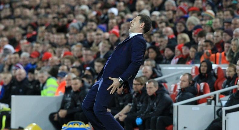 West Ham United's manager Slaven Bilic reacts on the touchline on December 11, 2016