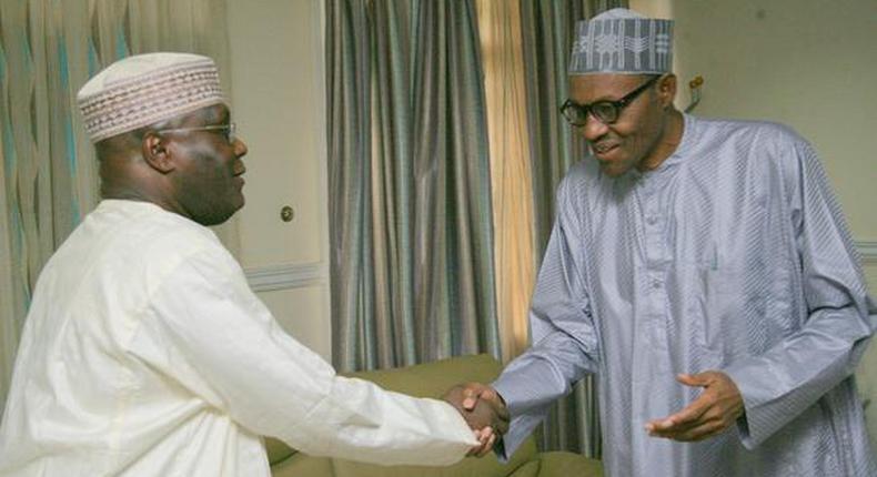 Former Vice President, Atiku Abubakar visits President Muhammadu Buhari in Abuja on June 16, 2015.