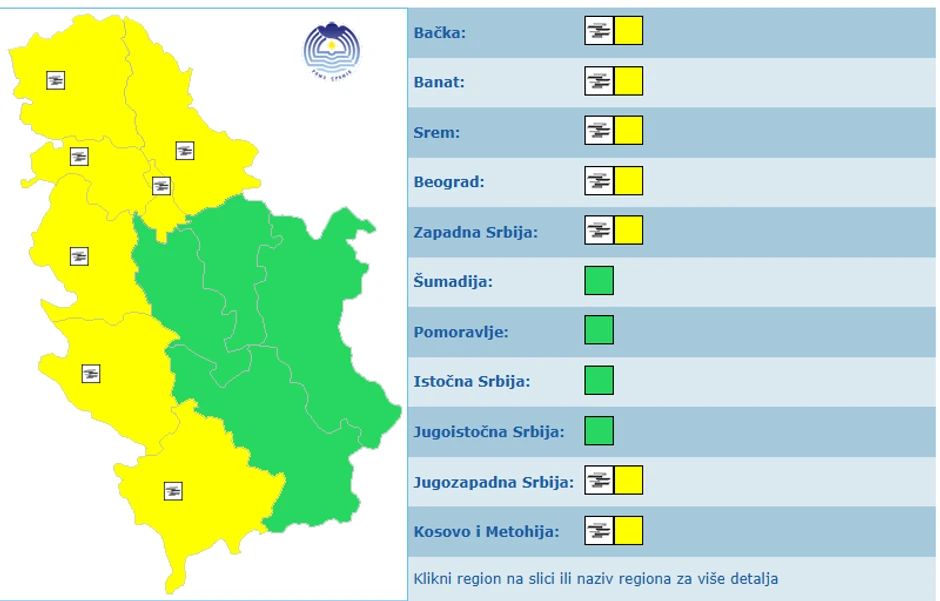 Meteoalarm za 8. februar