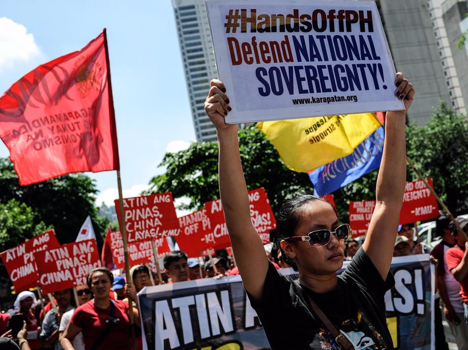 Anti-China protestors in the Philippines mount a protest rally against China's territorial claims in the Spratlys group of islands in the South China Sea.