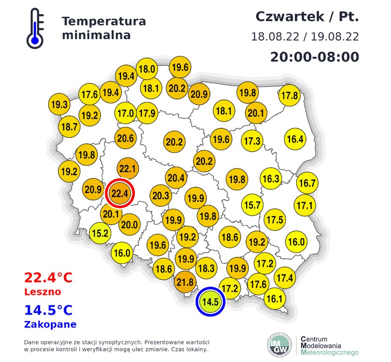 Temperatura minimalna ostatniej nocy