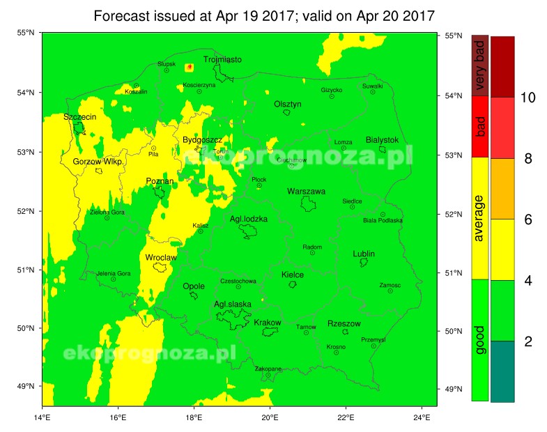 Ekoprognoza na 20 kwietnia 2017 roku