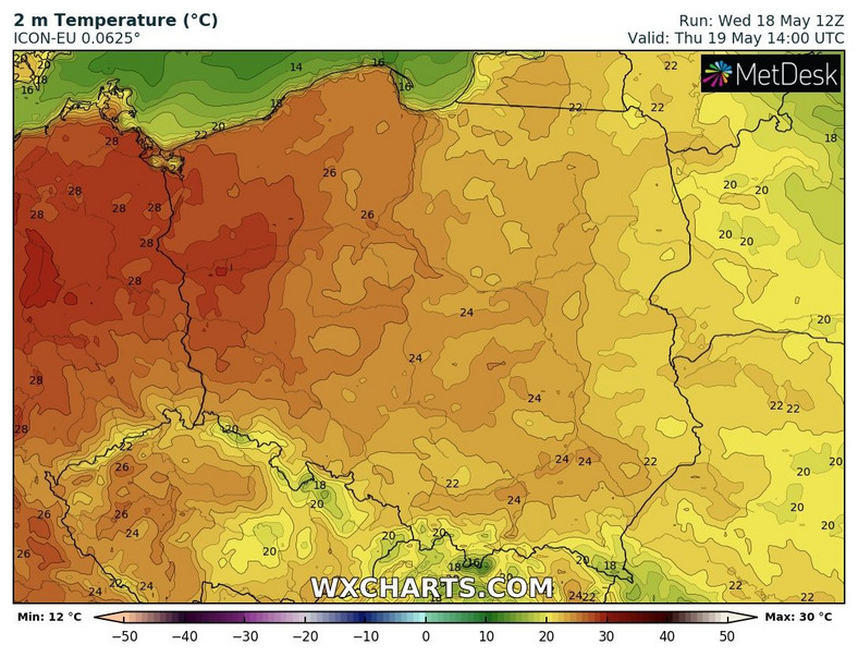 Na zachodzie będzie prawie 30 st. C