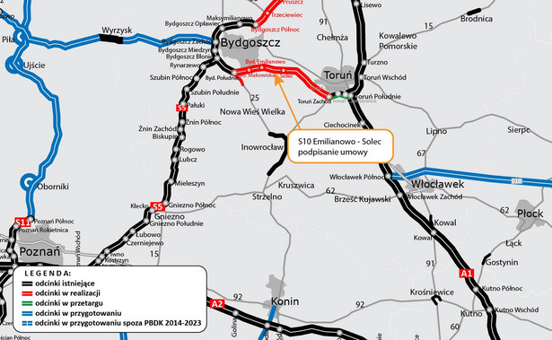 Trasa S10 na odcinku Bydgoszcz - Toruń ułatwi przejazd w kierunku Warszawy