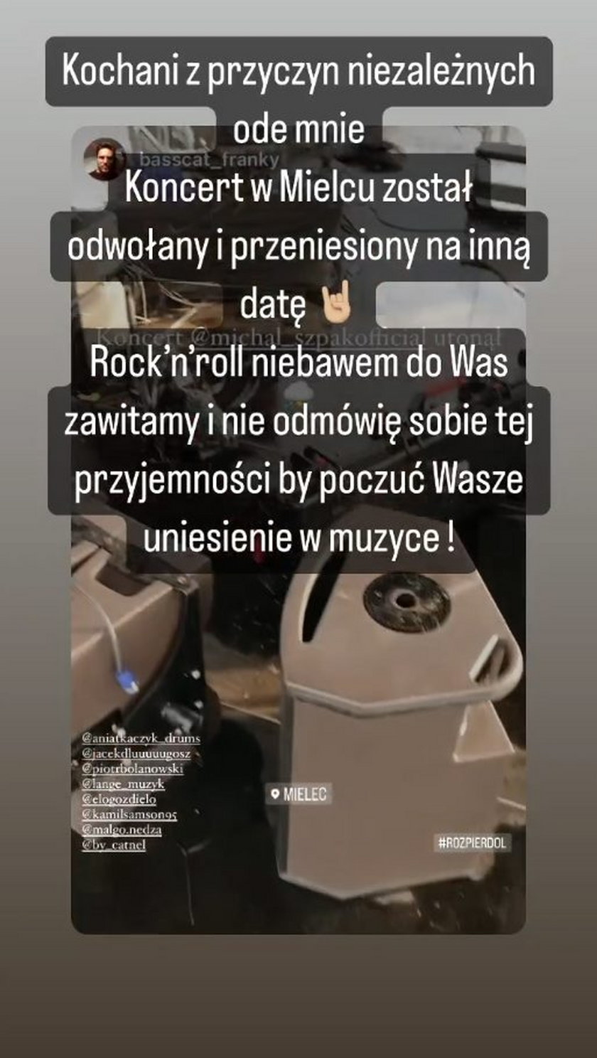 Michał Szpak poinformował o odwołaniu jego koncertu. 