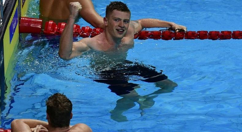 Great Britain's Adam Peaty clocked a new championships record of 57.47 seconds in the men's 100m breaststroke final on July 24, 2017