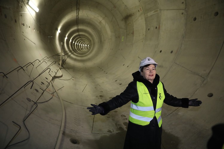 Budowa stacji Targówek II linii metra w Warszawie. (nlat) PAP/Rafał Guz