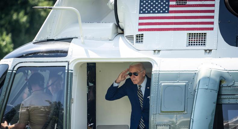 President Joe Biden boards Marine One at the White House on July 20.