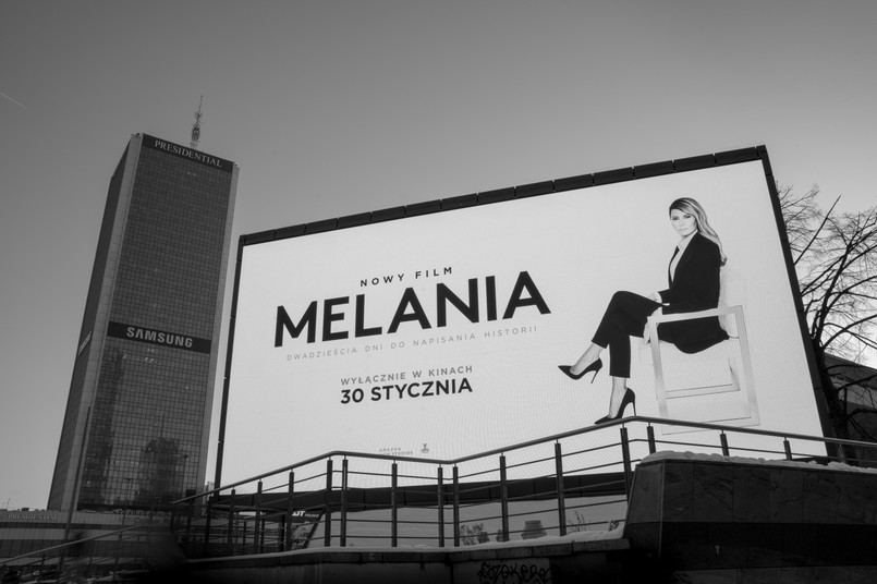 Reklama filmu "Melania" w Warszawie