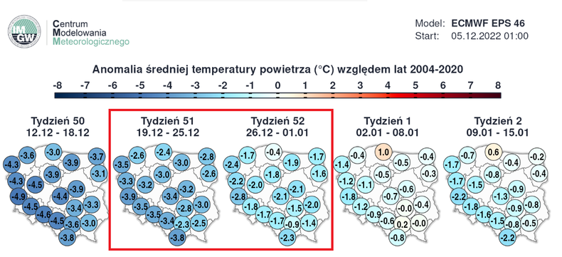 Koniec roku ma przynieść temperatury niższe względem normy