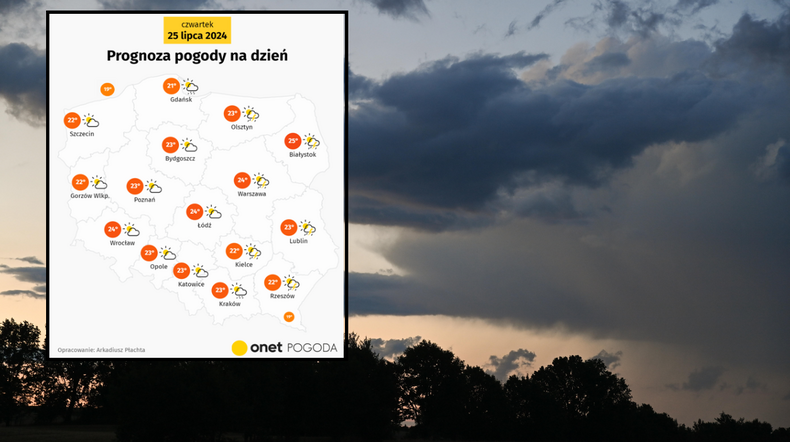 Dziś pokaże się więcej słońca, ale temperatura miejscami nie zdoła osiągnąć 20 st. C (mapa: Onet Pogoda)