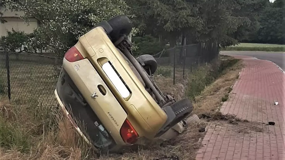 Prowadzony przez 31-letnią Ukrainkę Peugeot po wypadku wpadł do przydrożnego rowu