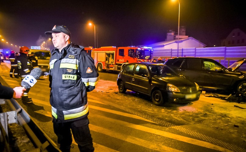 Miejsce wypadku, w którym uczestniczył samochód z ministrem obrony narodowej Antonim Macierewiczem