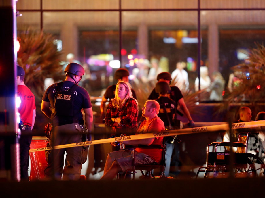 Medical staff tend to people in the immediate aftermath of the shooting in Las Vegas on October 1.