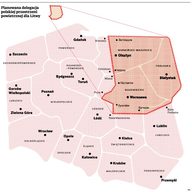 Planowana delegacja polskiej przestrzeni powietrznej dla Litwy