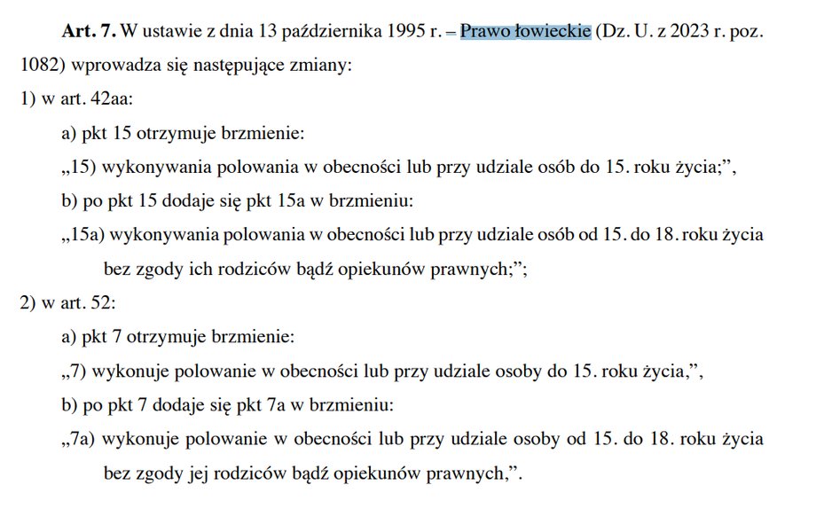 Przepisy zmieniające prawo łowieckie.