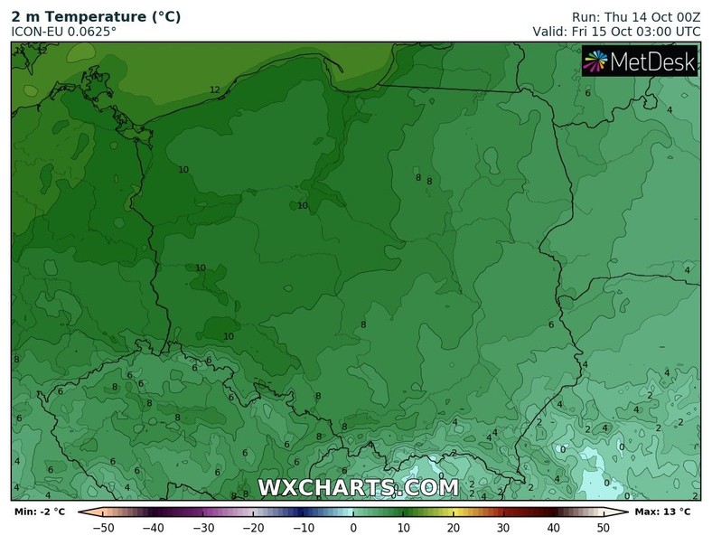 Noc zapowiada się ciepło. Przymrozki możliwe są tylko na Pogórzu