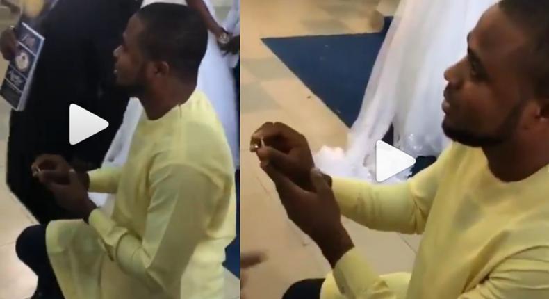 Man left embarrassed as pastor stops him from proposing to his girlfriend at a wedding ceremony