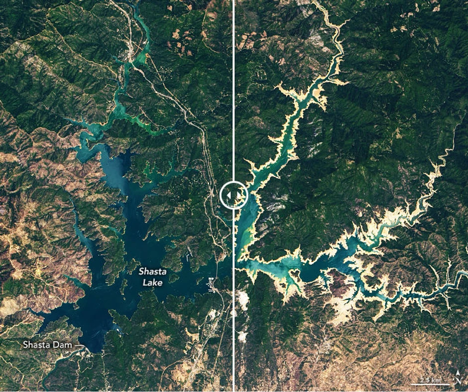 Jezero Šasta 2021. i 2019.