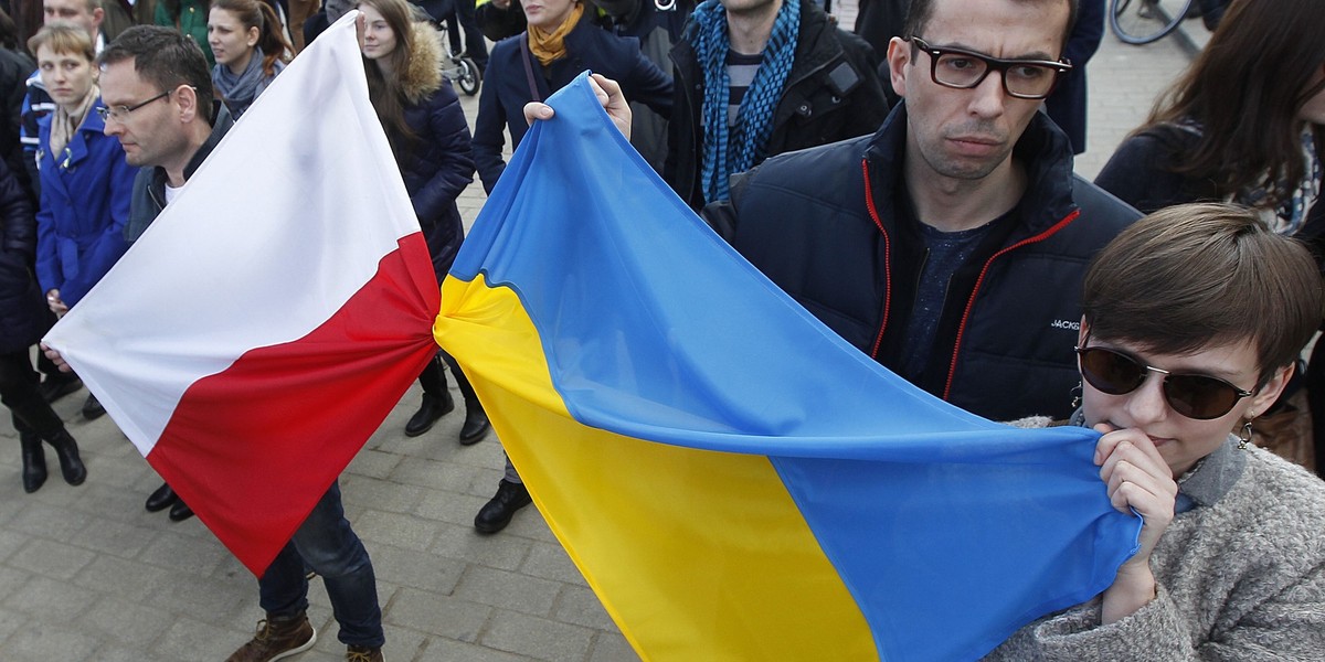 Warszawa, 2014 rok. Wiec poparcia dla protestujących w Ukrainie