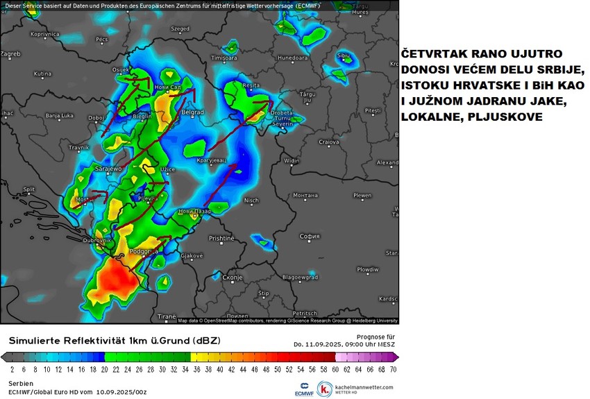 Mapa za četvrtak ujutru