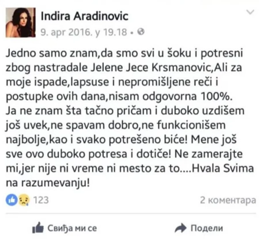 Indira Aradinović Indi (Foto: Facebook)